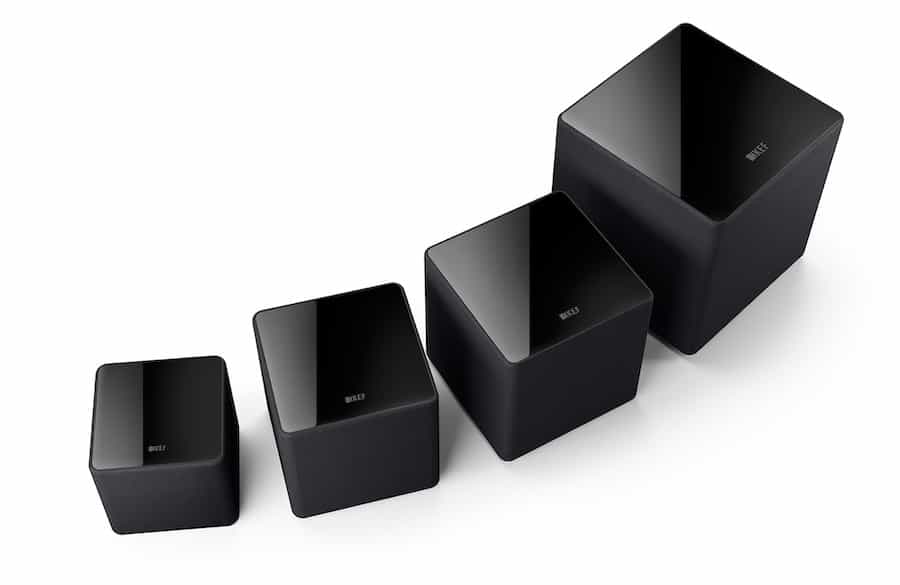 The KEF Kube MIE subwoofer line.